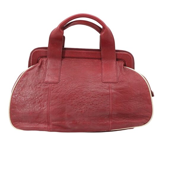 Betsey Johnson Y2K Vintage Deep Red Leather Satchel Tote Bag Purse Rare HTF - Picture 4 of 12